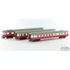 Set motorového vozu M 296 a dvou vozů Aam + BRam, ČSD, IV. epocha, TT, MTB TTM296AamBRam