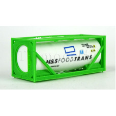 Kontejner nádržkový vícebarevný popis, H a S Foodtrans, logo modrý obdélník, TT, Loco TK046 