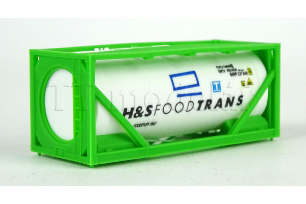 Kontejner nádržkový vícebarevný popis, H a S Foodtrans, logo modrý obdélník, TT, Loco TK046 