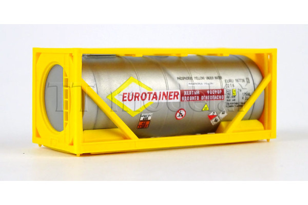Kontejner nádržkový Eurotainer, kotel stříbrný,"žlutý fosfor", číslo xx7736, TT, Loco TK066