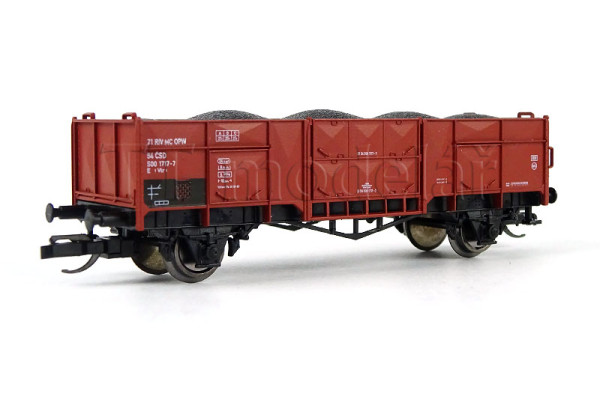 Otevřený nákladní vůz řady Vtr, ČSD, IV. epocha, bílé nápisy, náklad, TT, Loco 3202.5