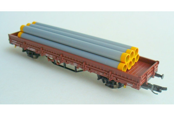 Plošinový vůz Kns s nákladem rour, ČSD, IV. epocha, REEDICE, TT, Tillig 502565