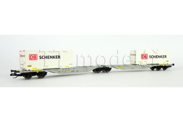 Kontejnerový vůz Sggmrs 747 s nákladem 2 kontejnerů, DB AG, VI. epocha, Tillig 18076