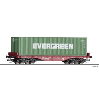 Plošinový vůz Sgmmns s kontejnerem, MÁV, ze setu, VI. epocha, TT, Tillig 502550