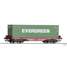 Plošinový vůz Sgmmns s kontejnerem, MÁV, ze setu, VI. epocha, TT, Tillig 502550