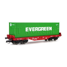 Plošinový vůz Sgmmns s kontejnerem, MÁV, ze setu, VI. epocha, TT, Tillig 502550