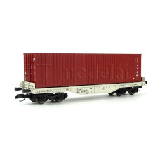 Plošinový vůz Sgmmns s kontejnerem, SBB, ze setu, VI. epocha, TT, Tillig 502554