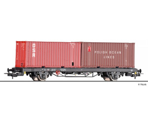 Kontejnerový vůz Lgkks 4444, DR, ložený dvěma kontejnery, DR, IV. epocha, H0, Tillig 77088