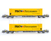 Set dvou kontejnerových vozů s kontejnery „P & O Ferrymasters", VI. epocha, TT, Arnold HN9760