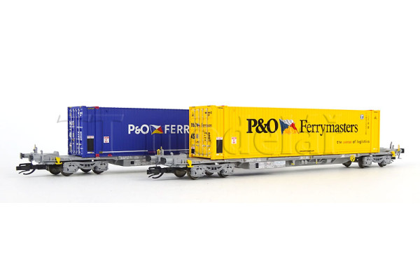 Set dvou kontejnerových vozů s kontejnery „P & O Ferrymasters", VI. epocha, TT, Arnold HN9760