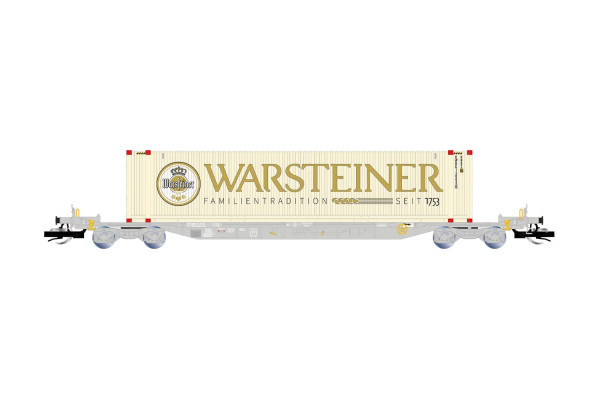Kontejnerový vůz s kontejnerem „Warsteiner“, šedý, VI. epocha, TT, Arnold HN9767