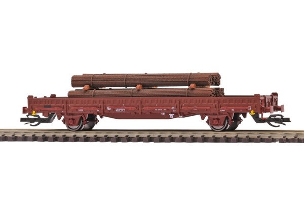 Plošinový vůz řady Ks, DR, ložený svázanou železnou kulatinou, IV. epocha, TT, Busch 31517