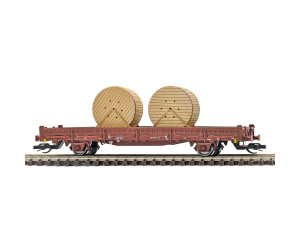 Plošinový vůz řady Ks, DR, ložený kabelovými bubny, IV. epocha, TT, Busch 31519