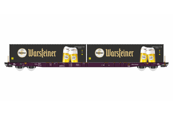 Kontejnerový vůz Sggnss se dvěma kontejnery Warsteiner, VI. epocha, H0, IGRA MODEL 96010104