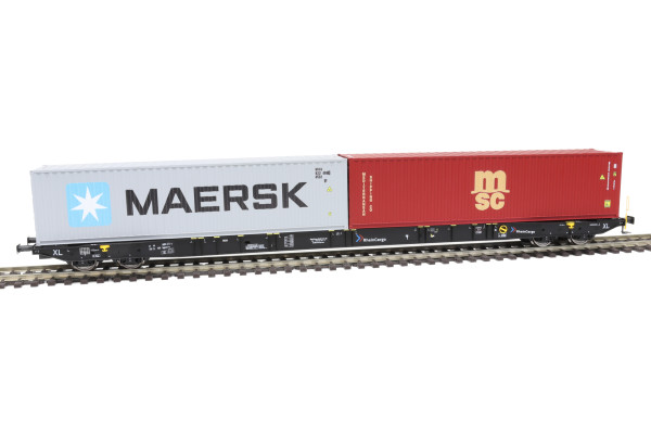 Kontejnerový vůz Sggnss-XL Rhein Cargo se dvěma kontejnery – MAERSK + MSC, VI. epocha, H0, IGRA MODEL 96010105