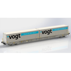 Kontejnerový vůz Sggnss-XL VTG se dvěma kontejnery Vogt Plastic, VI. epocha, H0, IGRA MODEL 96010115 Kontejnerový vůz Sggnss-XL VTG se dvěma kontejnery Vogt Plastic, VI. epocha, H0, IGRA MODEL 96010115