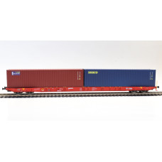 Kontejnerový vůz Sggnss RailCargo se dvěma kontejnery – Seaco + Beacon, VI. epocha, H0, IGRA MODEL 96010093
