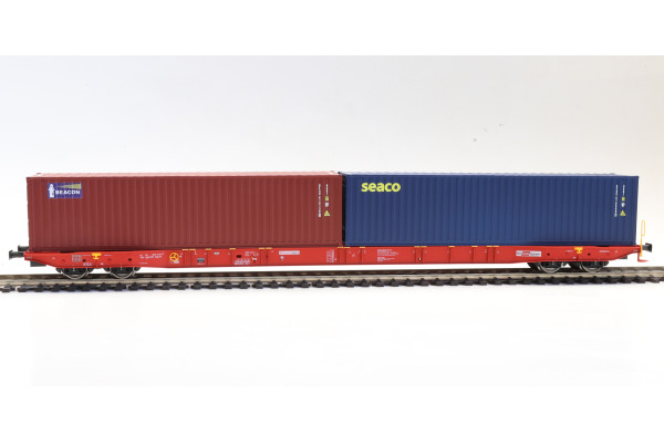 Kontejnerový vůz Sggnss RailCargo se dvěma kontejnery – Seaco + Beacon, VI. epocha, H0, IGRA MODEL 96010093