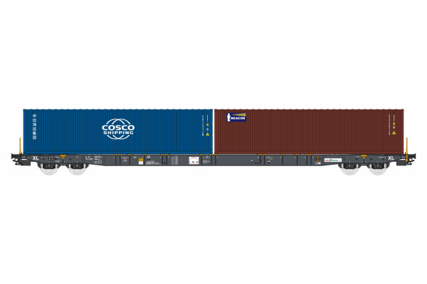 Kontejnerový vůz Sggnss-XL IGS Cargo se dvěma kontejnery – Cosco + Beacon, VI. epocha, H0, IGRA MODEL 96010101