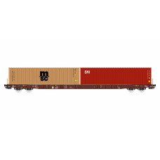 Kontejnerový vůz Sggnss-XLs Metrans se dvěma kontejnery – MSC + CAI, VI. epocha, H0, IGRA MODEL 96010102