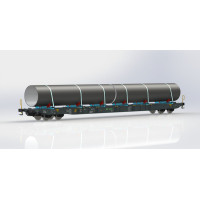 Plošinový vůz Sggnss, MFD, s nákladem potrubí, VI. epocha, H0, IGRA MODEL 96010110