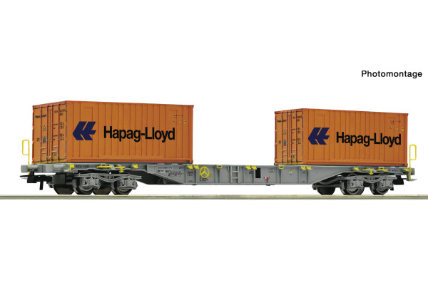 Kontejnerový vůz Sgns s nákladem dvou 20' kontejnerů, PKP, V.–VI. epocha, H0, Roco 6600304