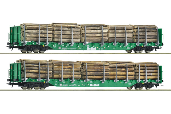 Set dvou klanicových vozů s nákladem dřeva, OnRail, VI. epocha, H0 Roco 6600319 Set dvou klanicových vozů s nákladem dřeva, OnRail, VI. epocha, H0 Roco 6600319