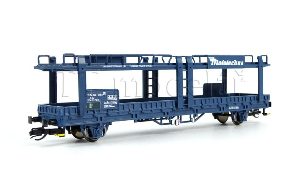 Vůz Npp/Leks na přepravu aut, ČSD, Mototechna, modrý, IV. epocha, TT, BuBiModel tt40161 Vůz Npp/Leks na přepravu aut, ČSD, Mototechna, modrý, IV. epocha, TT, BuBiModel tt40161