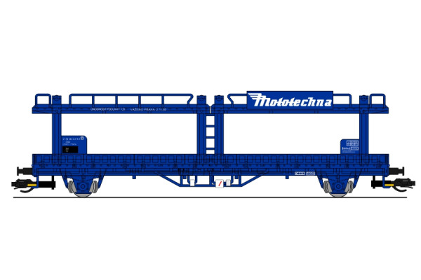 Vůz Npp/Leks na přepravu aut, ČSD, Mototechna, modrý, IV. epocha, TT, BuBiModel tt40161