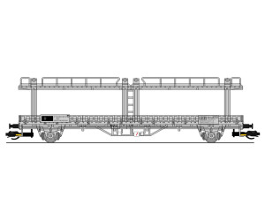 Vůz Npp/Leks na přepravu aut, ČSD, šedý, IV. epocha, TT, BuBiModel tt40162