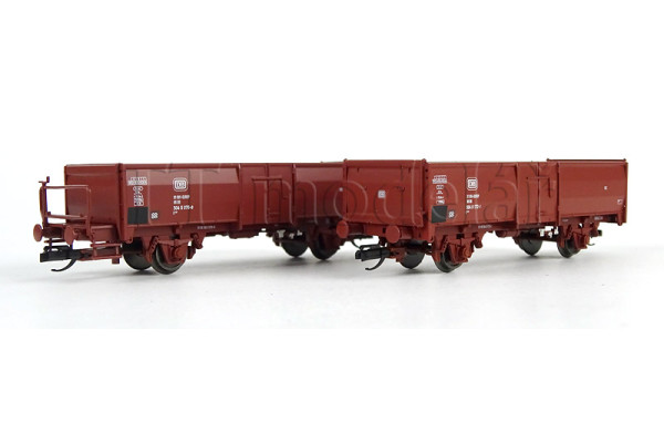 Set dvou otevřených vozů E 037, DB, s nákladem uhlí, TT, IV. epocha, Tillig 01105