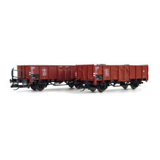Set dvou otevřených dvounápravových vozů Omm 55, DB, s nákladem uhlí, III. epocha, TT, Tillig 01106