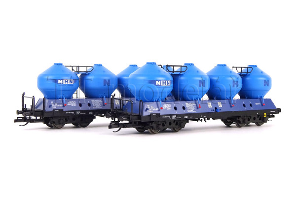 Set dvou vozů na sypké látky Uacs 451.1, „NHN spol. s.r.o.“, zařazeno u ČD, V. epocha, TT, Tillig 01114