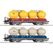 Set dvou vozů na sypké látky Uacs 451.1, „AB Vagon Trans s.r.o." VI. epocha, TT, Tillig 01117