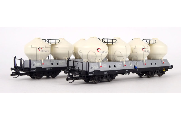 Set dvou vozů na sypké látky Uacs 451.1, Holcim (Česko) a.s.“, , VI. epocha, TT, Tillig 01118 Set dvou vozů na sypké látky Uacs 451.1, Holcim (Česko) a.s.“, , VI. epocha, TT, Tillig 01118