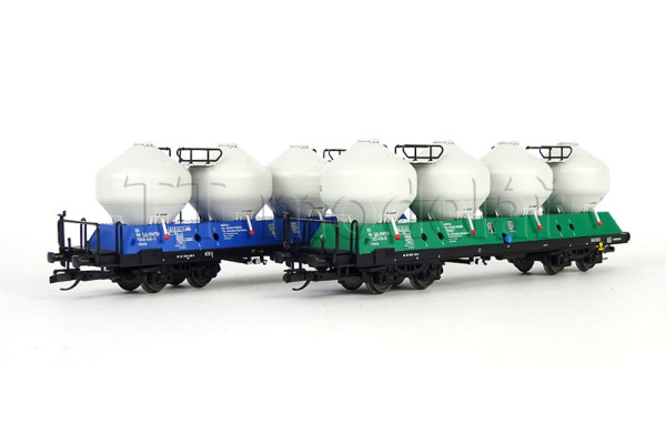 Set dvou vozů na sypké látky Uacs 451.1, „Raj-Wagon Trenčin spol. s.r.o.“, VI. epocha, TT, Tillig 01119