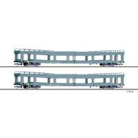 Set dvou vozů DDm pro přepravu automobilů, DR, IV. epocha, TT, Tillig 01135