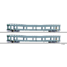 Set dvou vozů DDm pro přepravu automobilů, DR, IV. epocha, TT, Tillig 01135