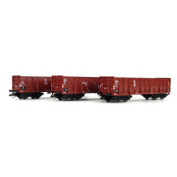 Set tří otevřených vozů OOmu, DR, IV. epocha, TT, model Galerie Tillig 2025, Tillig 502417