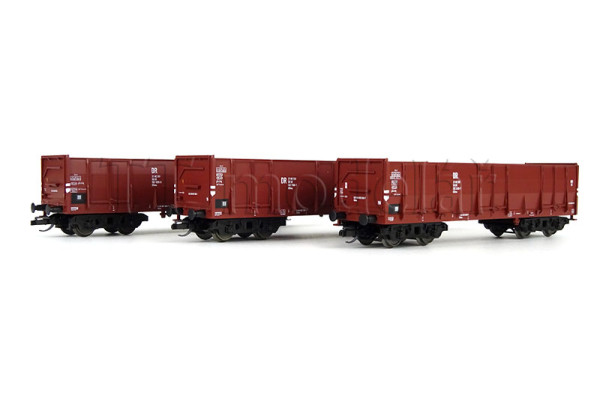Set tří otevřených vozů OOmu, DR, IV. epocha, TT, model Galerie Tillig 2025, Tillig 502417