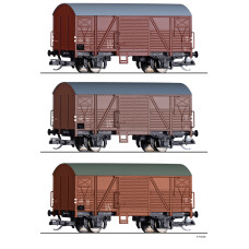 Set tří krytých vozů Glm, DR, IV. epocha, TT, Tillig TT Club 2025, Tillig 502702