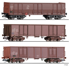 Set otevřených čtyřosých vozů s nákladem rudy, DR, IV. epocha, TT, model Galerie Tillig 2027, Tillig 502746
