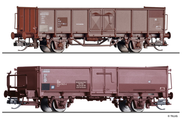 Set dvou otevřených vozů "Rübenzug", DB, 4. díl, IV. epocha, TT, Tillig TT Club 2026, Tillig 502807