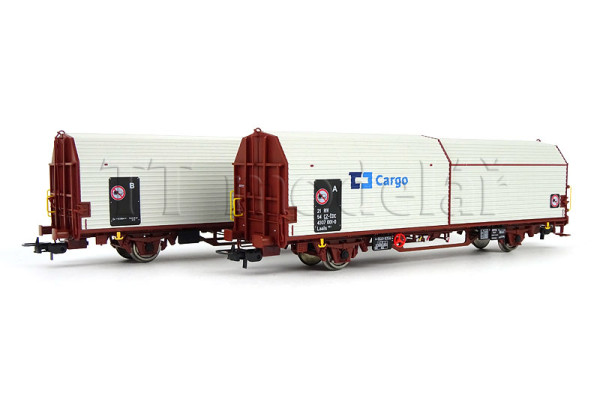 Set dvou krytých vozů Laails 142.1 s posuvnou stěnou, ČD Cargo, VI. epocha, H0, Tillig 70078