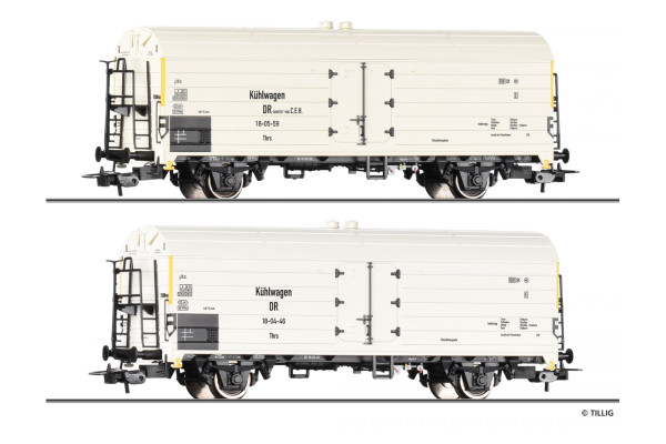 Set dvou chladírenských vozů Thrs, DR, III. epocha, H0, Tillig 70087 Set dvou chladírenských vozů Thrs, DR, III. epocha, H0, Tillig 70087