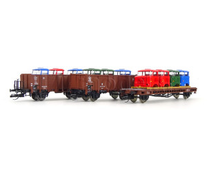 Set tří nákladních vozů ložených kabinami IFA W50, DR, III. epocha, TT, jednorázová série, Haedl 115513