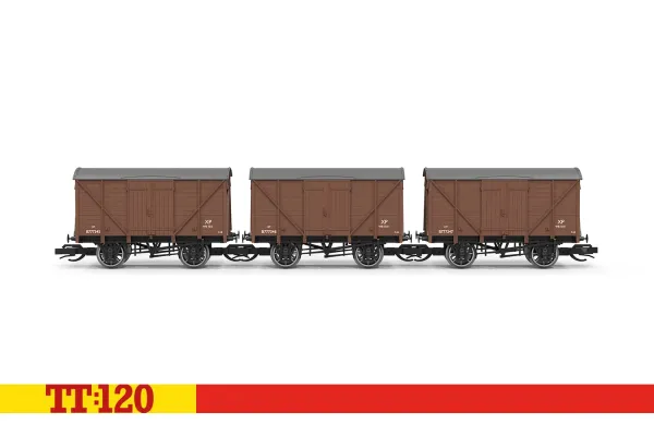 Set tří krytých nákladních vozů ,,Vent Van”, BR, III. epocha, TT, Hornby TT6044