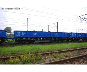 Set dvou nízkostěnných čtyřosých vozů 401 Zb, PKP Cargo, VI. epocha, H0, Piko 28313