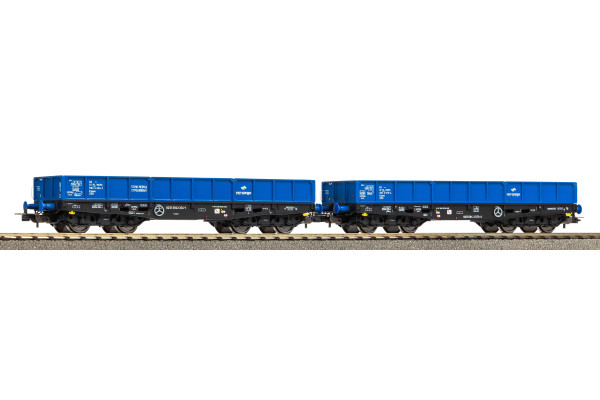 Set dvou nízkostěnných čtyřosých vozů Eamos, PKP Cargo, VI. epocha, H0, Piko 28313