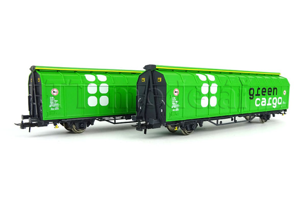 Set dvou vozů s posuvnými stěnami Hbillns-v, Green Cargo, VI. epocha, H0, Roco 6600114